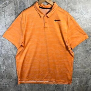 Nike Golf Dri Fit Mens Polo XL Orange Tiger Stripe Performance Golf Athleisure